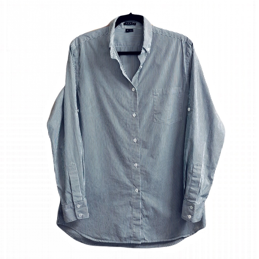 Theory Women’s Pin Striped Button Down Shirt Black & White Size M